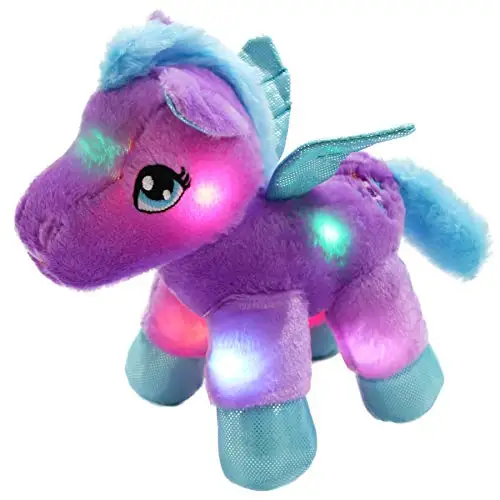 

Bstaofy Wewill LED Pegasus Stuffed Animal Glow Unicorn Soft Plush Toys,30 MinTimer Nightlight Companion Gift for Baby Girls Boys