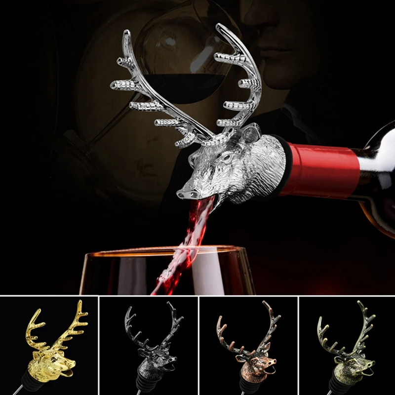 

Stainless Pourer Decanter Steel Deer Head Wine Bottle Stoppers Pourer Wine Aerators Bar Tool Accessories Birthday Party Gifts