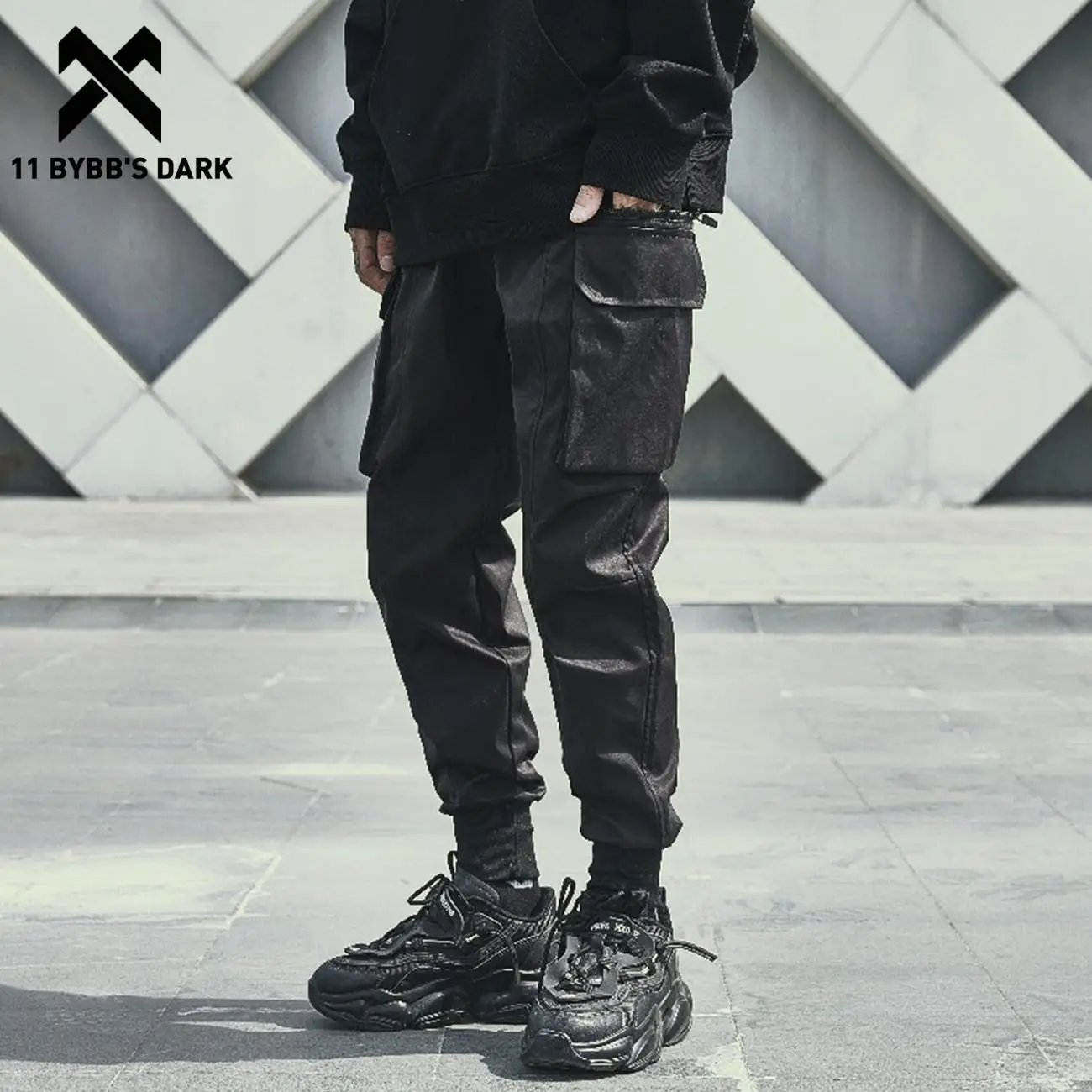 

Брюки-карго мужские тактические, с карманами, черные