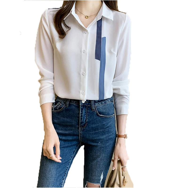 

Women Business Wear Chiffon Shirt 2021 Spring New Simple Temperament Color Matching Striped Shirt Fashionable Loose Slim Tops