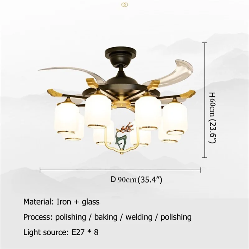 

BRIGHT Ceiling Fans Light with Remote Control Creative Home Decorative For Living Room Corridor Bedroom
