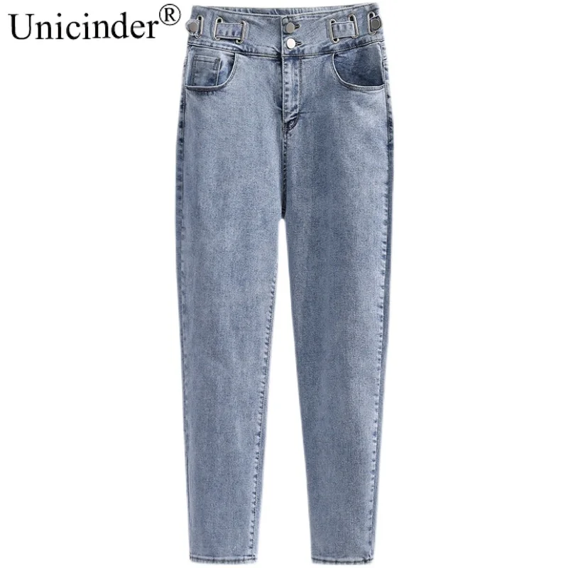 

Unicinder 2021 Spring Women's New Show High Elasticity Restore Jeans Woman High Waist Woman Pencil Pants