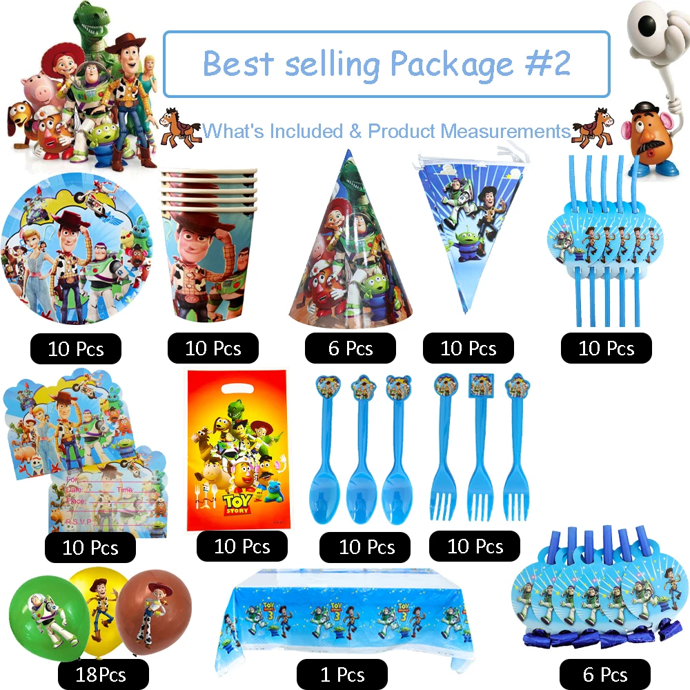 

For 10 People Toy Story Theme Disposable Tableware Set Woody Buzz Lightyear Plate Tablecloth Baby Shower Birthday Party Supplies