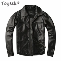 tcyeek genuine leather jacket men clothes 2020 streetwear mens autumn sheepskin leather coat casual slim fit moto jackets lw1660