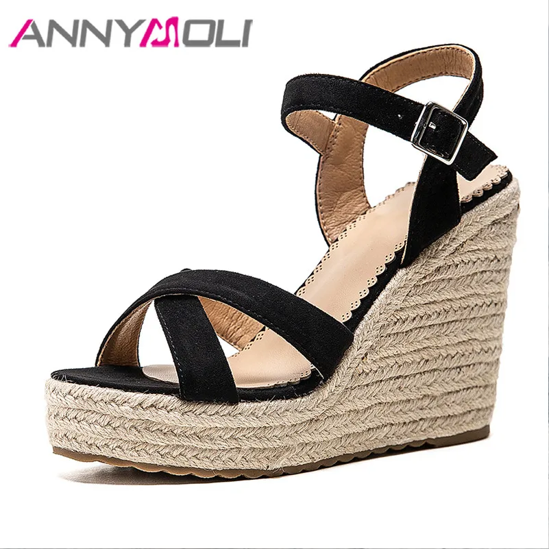 ANNYMOLI/женские босоножки Эспадрильи на платформе Женские туфли очень высоком