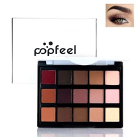 popfeel 15 colors makeup eyeshadow palette shimmer matte eye shadow cosmetics waterproof earthy color smoky nude makeup shadows