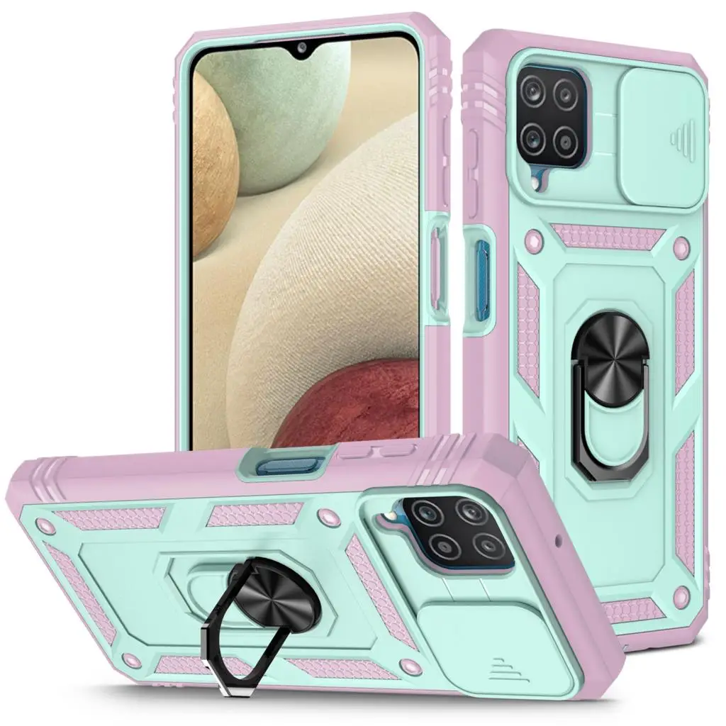 

For Samsung Galaxy A12 A51 A52 A02S Case Luxury Heavy Duty Armor Slide Camera Lens for Galaxy A32 5G Shockproof Anti-Fall Cover
