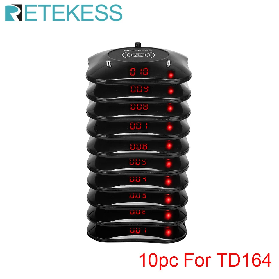 Retekess 10 Pcs Coaster Pager Receivers For TD164 Restaurant Pager Wireless Calling System For Cafe Shop Clinic Beauty Salon