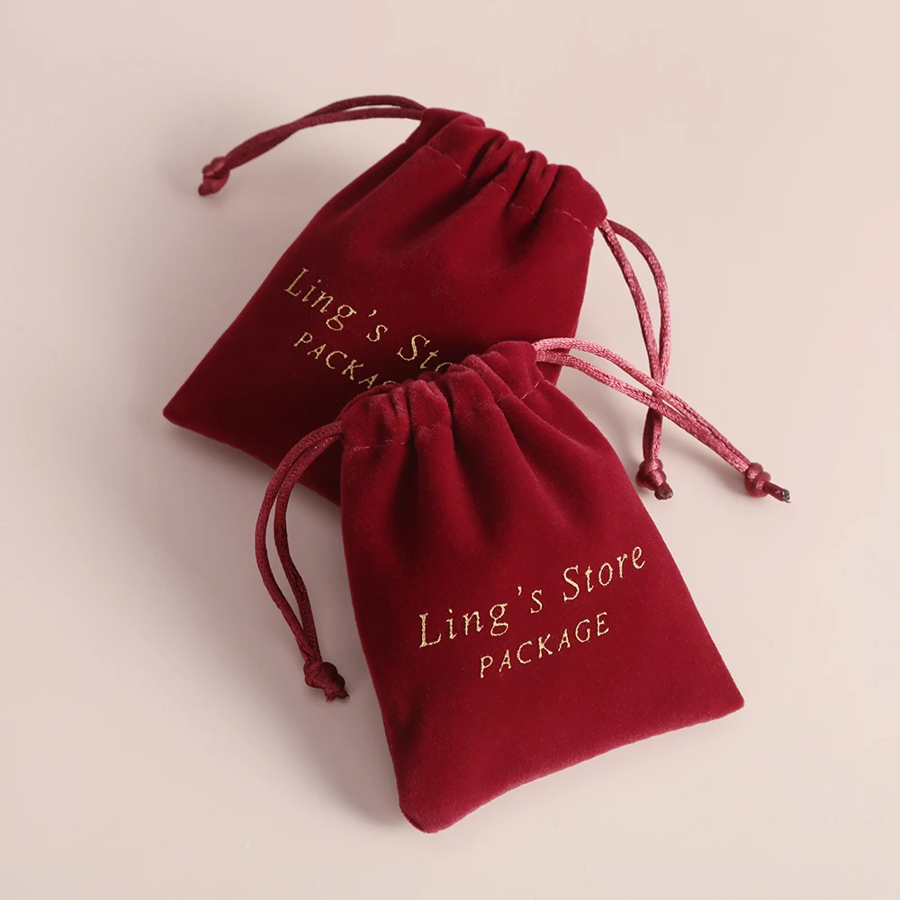 

50 Personalized Velvet Drawstring Bag Jewelry Packaging Chic Small Wedding Party Candy Christmas Birthday Gift Pouch Custom Logo