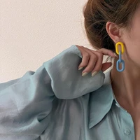 fashion big chains drop earrings for women korean jewelry two color buckle summer dangle earring party earrings 2021 trend