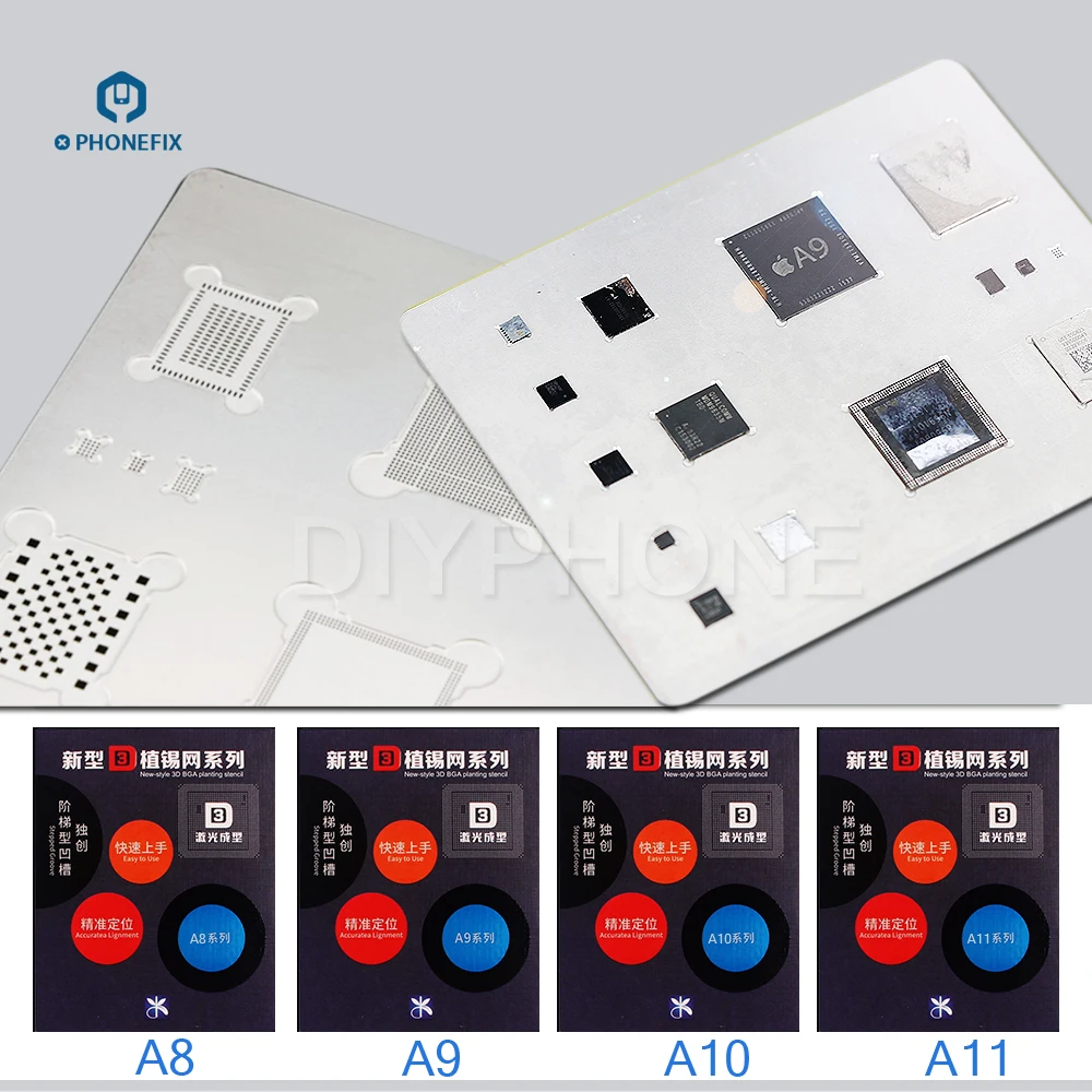 Трафарет MJ 3D Groove BGA комплект трафаретов для процессора и стальной сетки IPhone A9 A11 A10