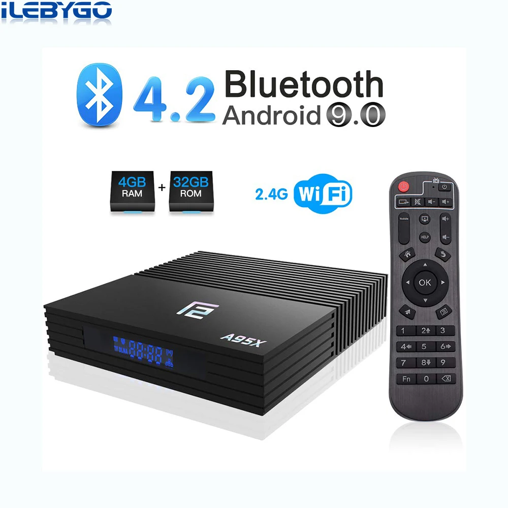 ТВ приставка A95X F2 на Android 9 0 4 Гб ОЗУ 32 ПЗУ четырехъядерный Amlogic S905X2 BT 2 Wi Fi 4G