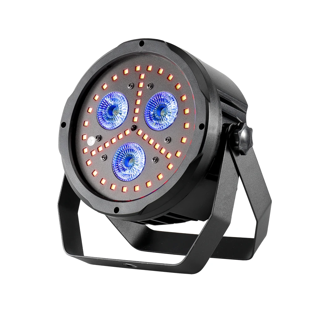 Цветной плоский светодиодный светильник TIPTOP с 2 эффектами 3x18 Вт RGBWA + UV 6 в 1 45