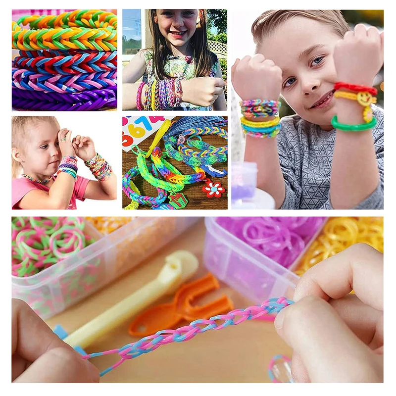 

DIY Rubber Loom Bands, 4400 Rubber Loom Bands Set To Make Colorful Loom Bracelets Kit Knitting DIY Crafts