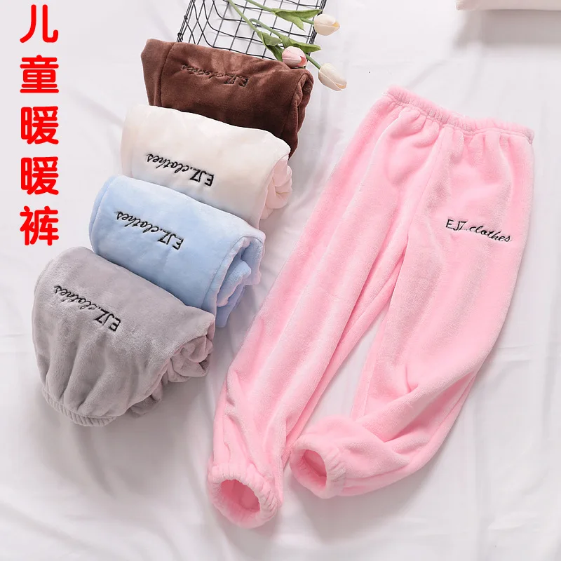 Flannel Material Sleep Pants Sleepwear For Winter Warm Bottoms Kids 1133 |