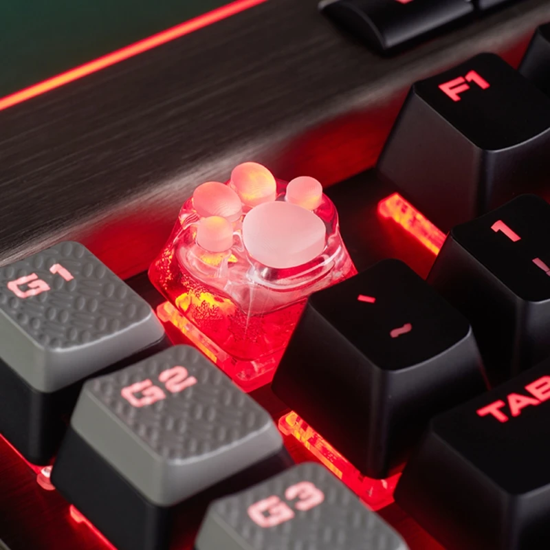 

Personality Transparent Resin Kitty Paw Artisan -Cat Paws Pad Mechanical Keyboard KeyCaps for Cherry MX Switches
