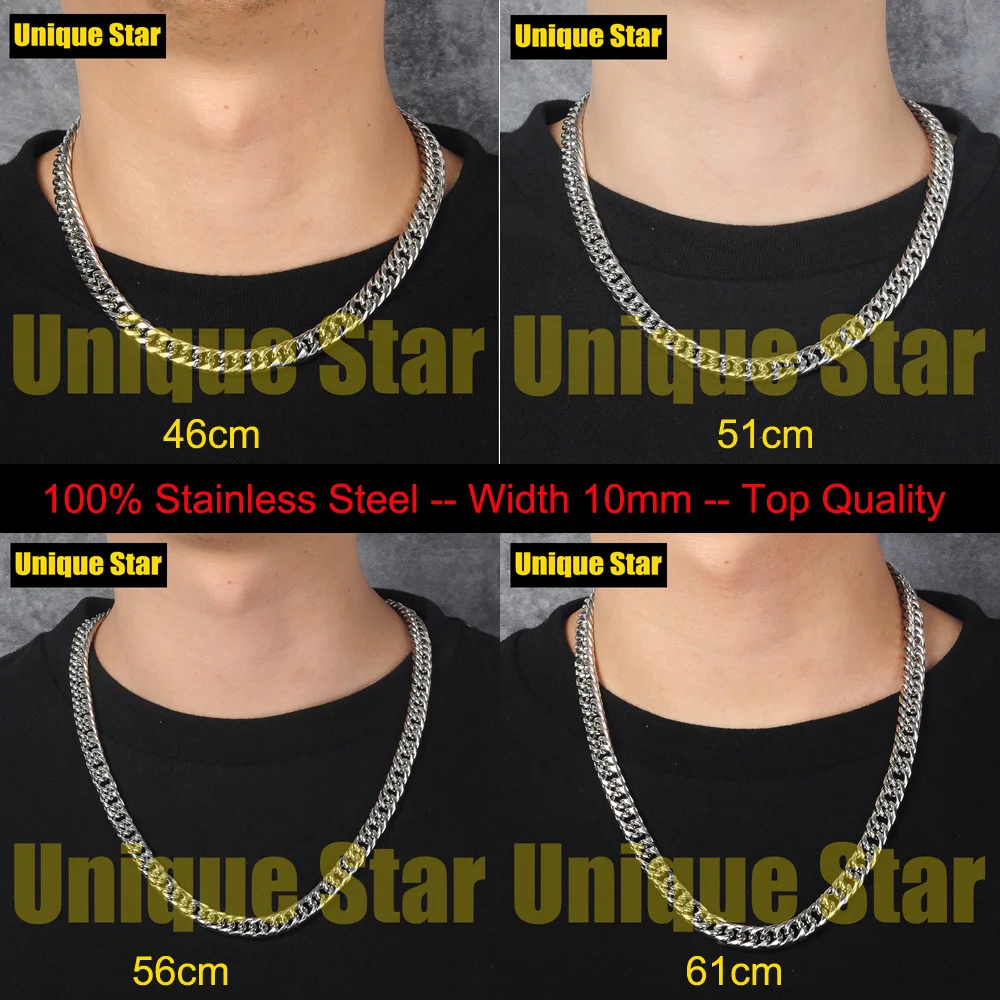 

2pcs/lot 100% Stainless Steel Miami Cuban Chains For Men Women Wholesale Hip Hop Jewelry Necklace Chain Trendy Men's Necklaces