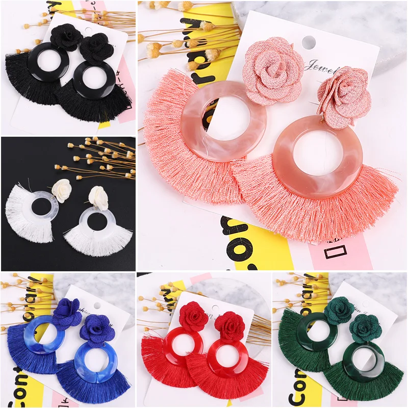 Женские винтажные серьги кисточки большие массивные подвески в богемном стиле