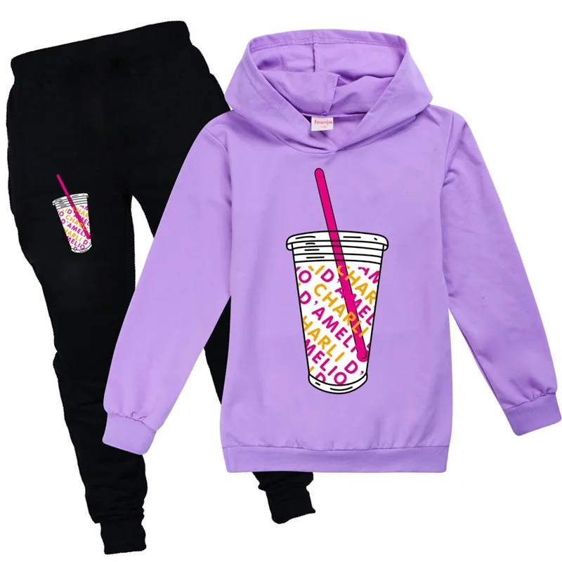 kids charli damelio costume for girls boys christmas birthday clothing long sleeve children sport suits hoodies tops pants sets free global shipping