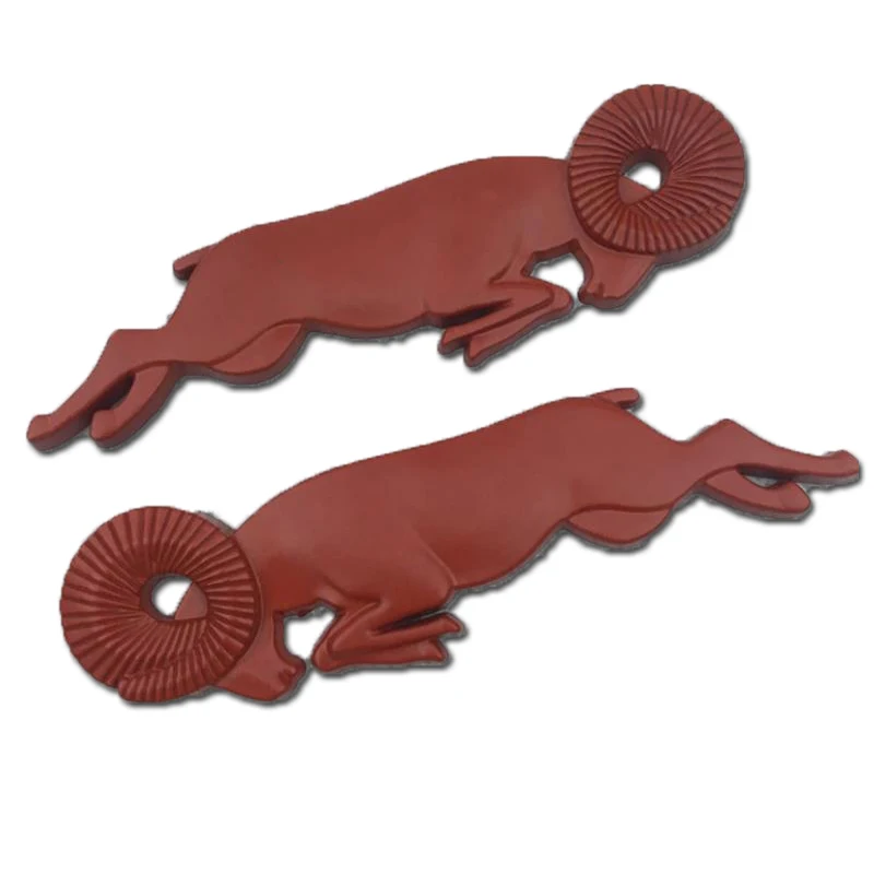 red a pair Для Dodge Ram caliber 3D Автомобильная головка гриль задняя дверь 3D наклейка s металлическая Замена эмблемы металлический хром значок наклейка Ram Head - Название цвета: red a pair