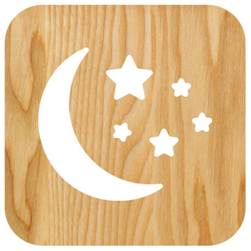 3D Деревянный светодиодный ночник Лунная лампа звезда USB детский креативный