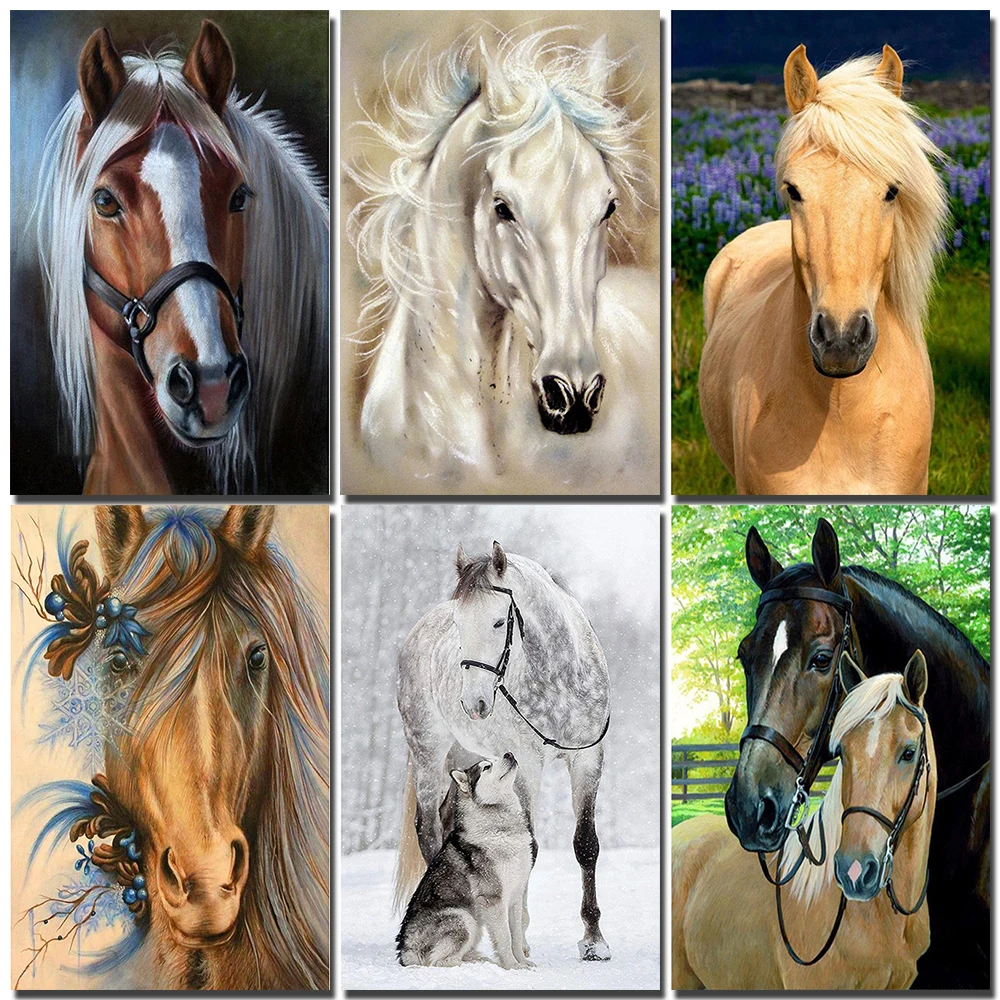

Diy Diamond Embroidery 5D Diamond Painting Horse Full Drill Diamond Rhinestones Mosaic Painting Animals Home Decor