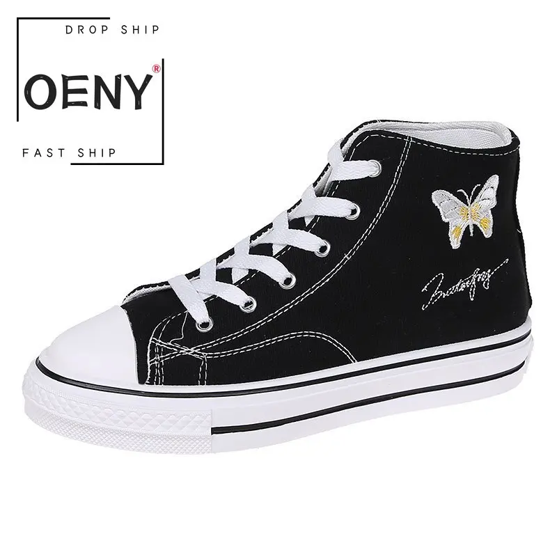 Кроссовки женские с цветочным узором высокие Вулканизированная подошва