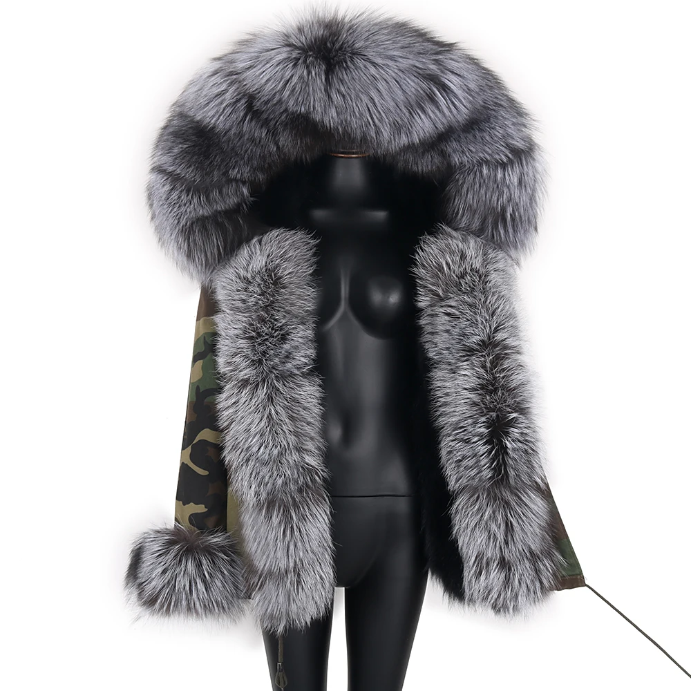 Lavelache Winter Real Raccoon Fur Coat Thick Warm Short Parkas Women Fashion Black Zipper Cotton Jacket Female Ladies Streetwear