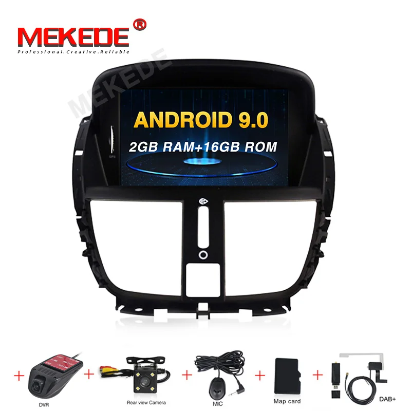 1din 8 ядерный 4G Android 9,0 автомобильный Радио dvd-плеер мультимедиа для peugeot 207 207CC 2007- авто аудио gps Камера просмотра wifi BT - Цвет: 16G DVR camera DAB