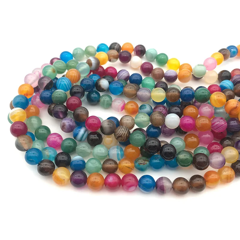 

1 string (45 pieces) mixed color crystal colorful agate loose beads red yellow blue green black DIY obsidian accessories