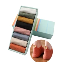 hot sale women cute ankle socks gift box 8 pairsbox solid color heart cotton sock ladies funny embroidered short sock female