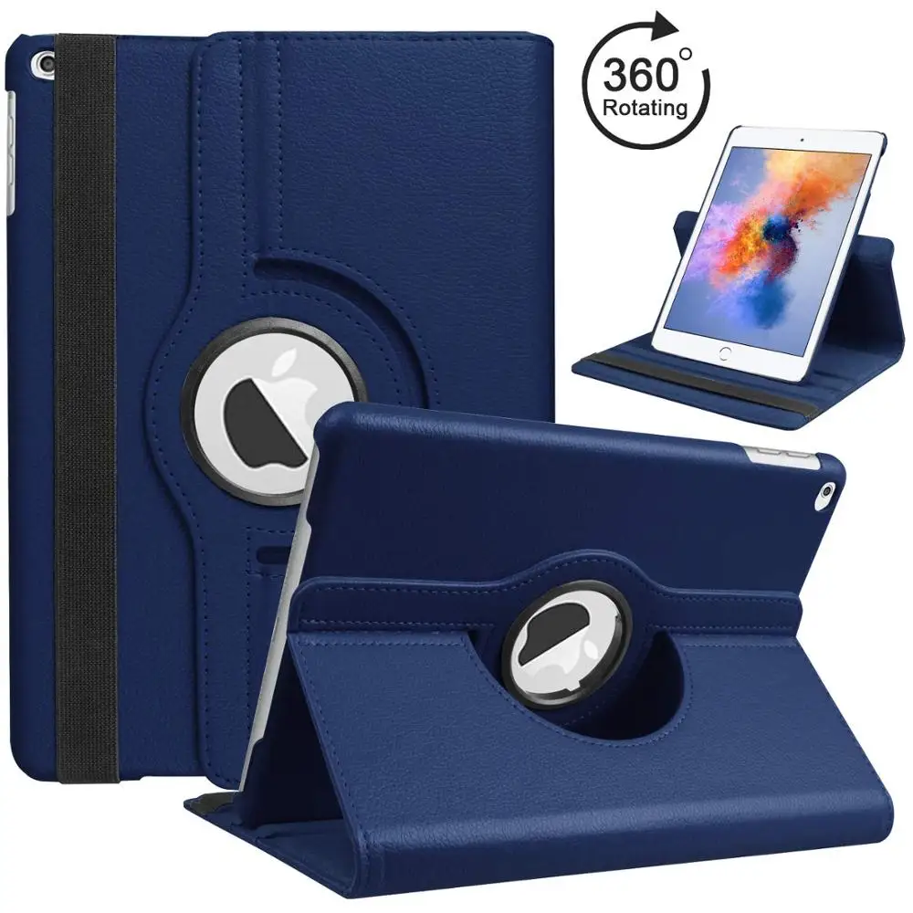 Чехол-накладка для Apple iPad Air 2/iPad 6() из искусственной кожи с откидывающейся подставкой, вращающийся на 360 градусов чехол, Защитная пленка для экрана, стилус