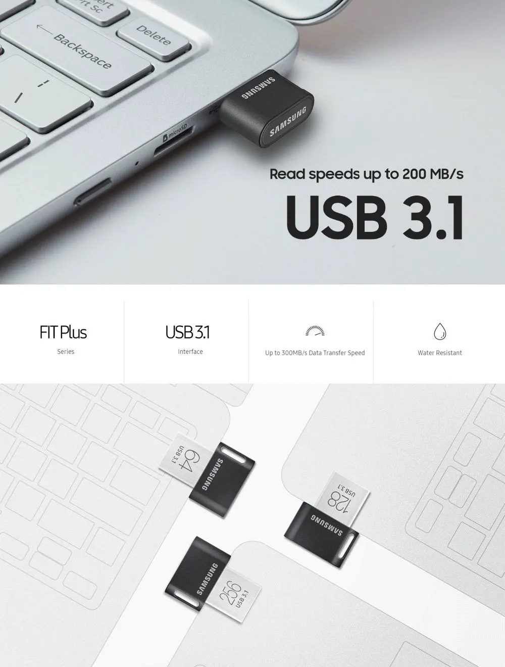 samsung USB 3,1 флеш-накопитель 32 Гб 64 Гб 200 МБ/с. Memoria Usb 3,0 флеш-накопитель 128 ГБ 256 300 МБ/с. мини унидад de memoria