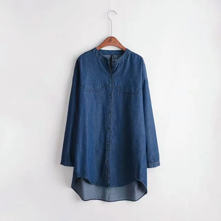 Женские легкие джинсовые рубашки большого размера 2XL 5XL Осенние новые женские