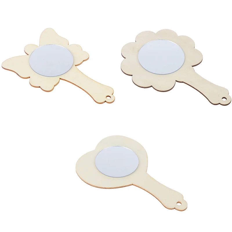 

1Pc Creative DIY White Wood Mold Mirror Painting Handmade Craft Kids Toys Trinket Material