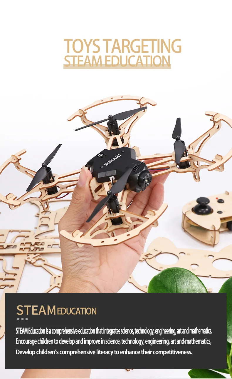 DIY Мини Дрон с камерой HD ручной сборки деревянный пульт дистанционного управления квадрокоптером игрушки RC игрушки для детей подарок M2