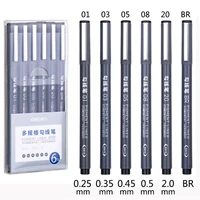 6pcsset waterproof sketch pigment fine liner pen needle drawing pen professional art marker micron pen school office stationery
