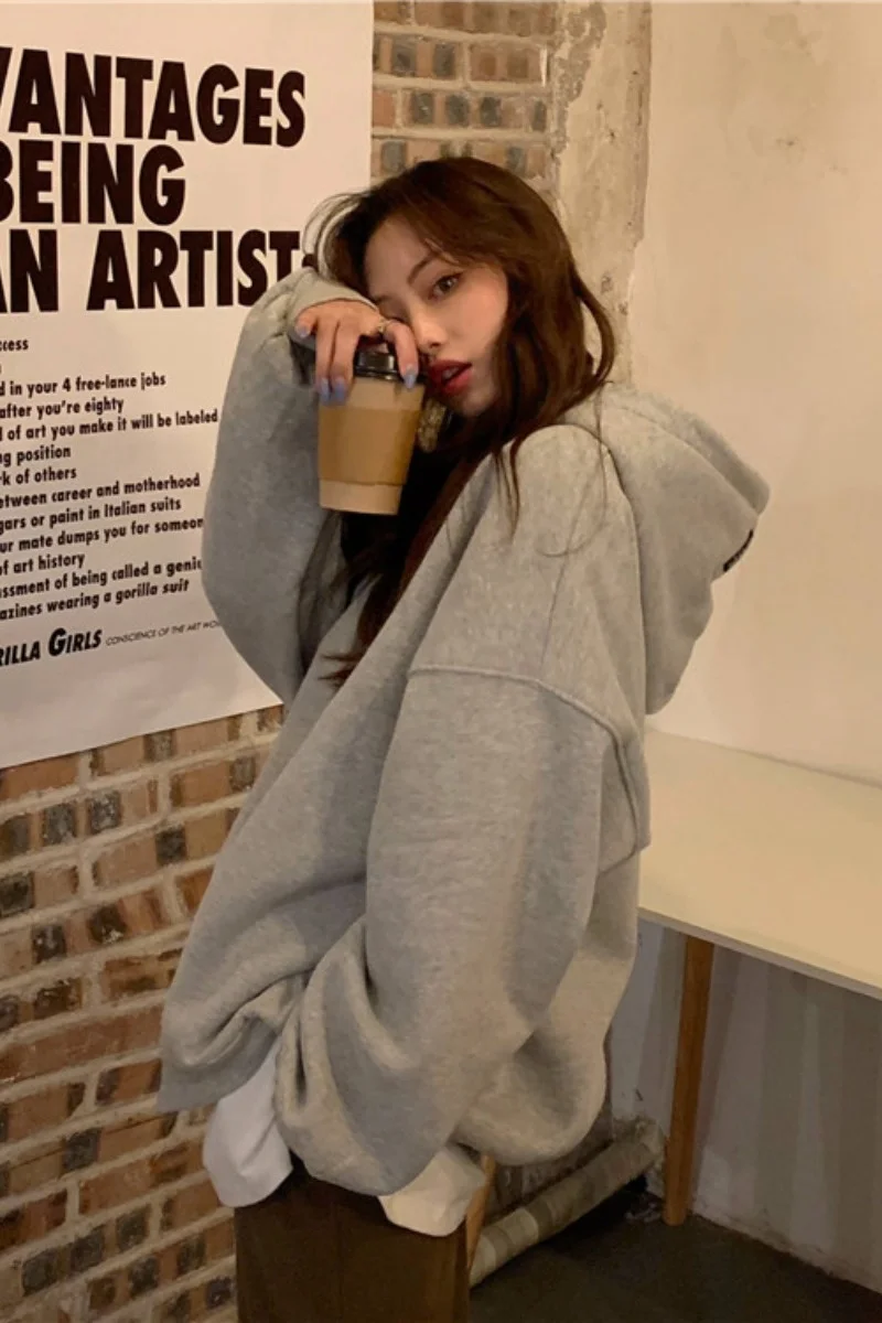 Женский зимний свитер с капюшоном и принтом алфавита | Женская одежда