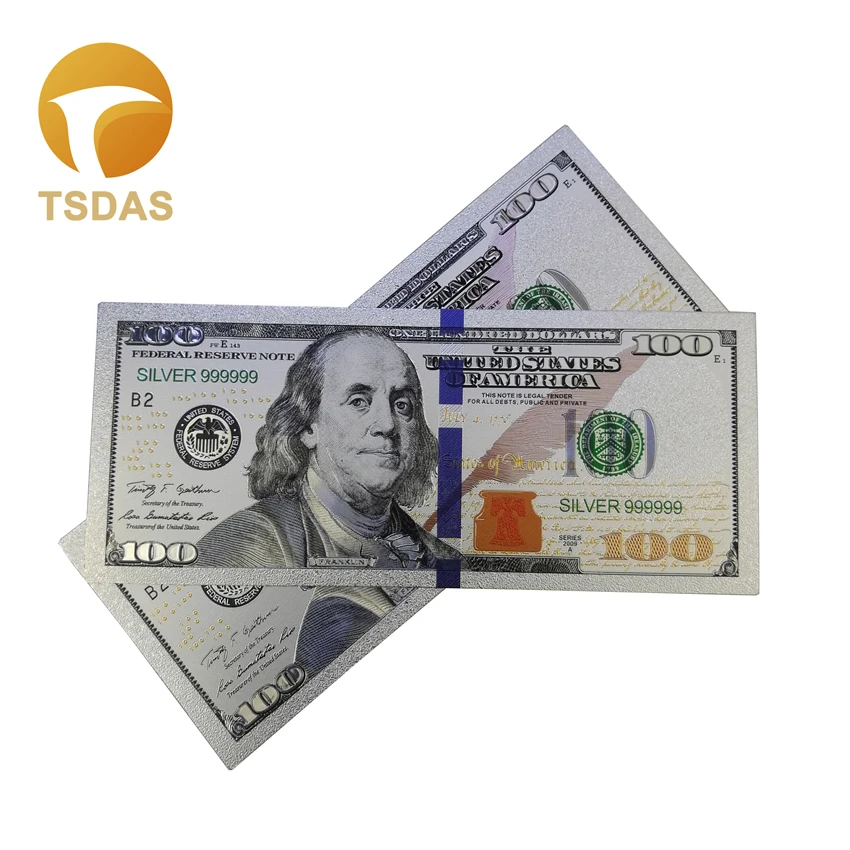 Банкноты из серебряной фольги 10 шт./лот для украшения дома $100 США|Золотые