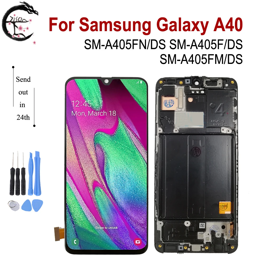 Дисплей A40 для SAMSUNG Galaxy LCD с рамкой SM-A405FN/DS SM-A405F/DS SM-A405FM/DS сменный сенсорный экран