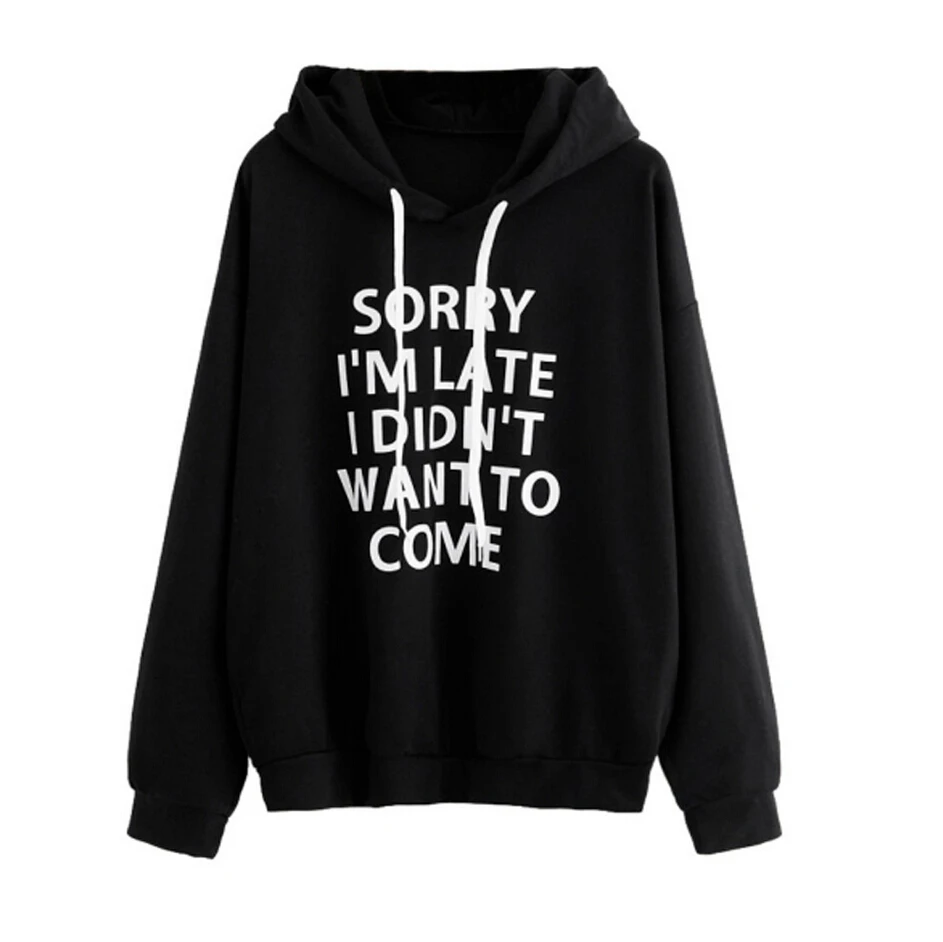 

Модная женская Повседневная Толстовка с длинным рукавом, свитшот, Свободный джемпер с капюшоном на осень и зиму, пальто с надписью, пуловер