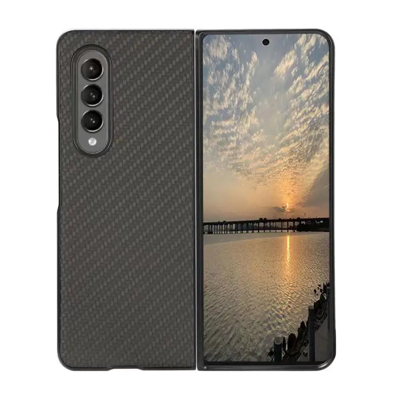 case for samsung galaxy z fold 3 folding phone protective case carbon fiber leather material luxury brand case samsung z fold3 free global shipping