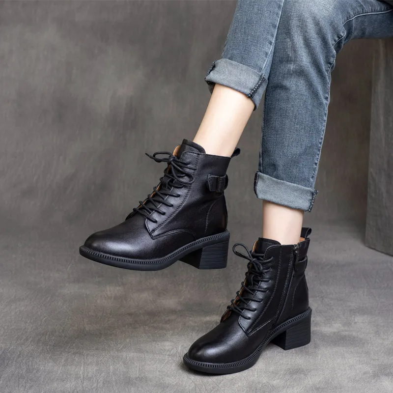 

Женские ботинки из натуральной кожи, зимние ботинки на среднем каблуке, Размеры 35-41, 2021