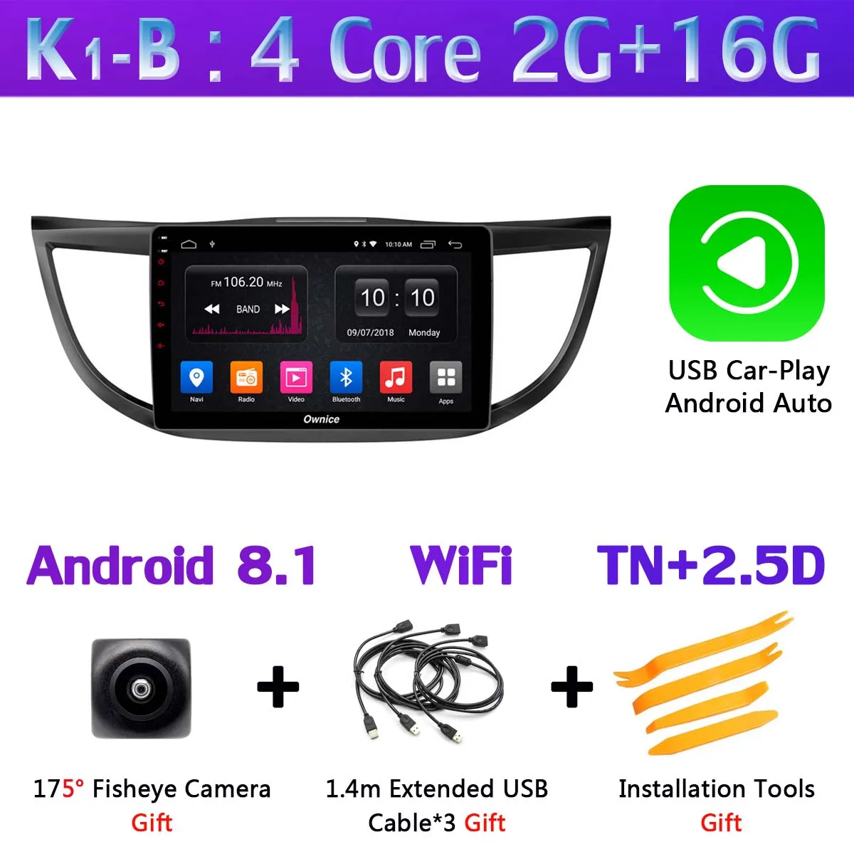 K1-B-CarPlay 360 ° камера Android 9,0 8Core 4+ 64G SPDIF DSP CarPlay автомобильный мультимедийный плеер для Honda CRV 2012 2013 gps радио - Цвет: K1-B-CarPlay