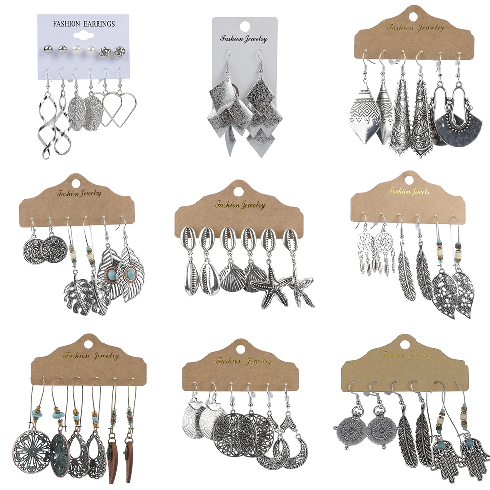 Женский винтажный Комплект сережек в 13 стилях богемные серьги большого размера с