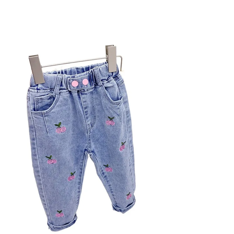 

Spring and Autumn Girls Jeans Children's Clothing Loose and Comfortable Long Denim Trousers Stretch Waist Casual Girls Jeans