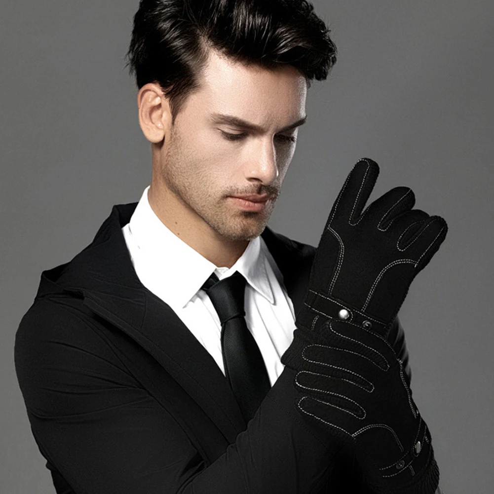 Мужские перчатки Осень-зима теплые имитация меха варежки сенсорный экран замша