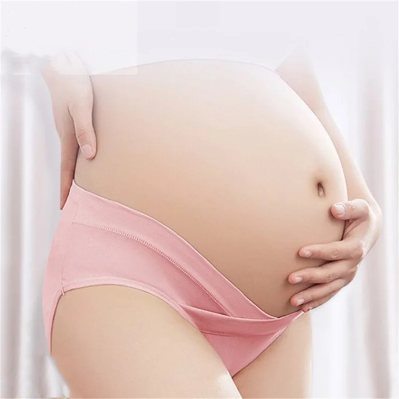 

Хлопковое нижнее Белье для беременных Трусики для беременных с заниженной талией V-образной формы с мягкой поддержкой живота однотонные мо...