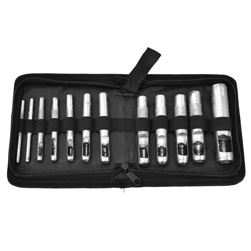 

12PCS Leathercraft Hole Puncher Hollow Round Punch Tool 3 4 5 6 7 8 10 11 12 13 14 19mm