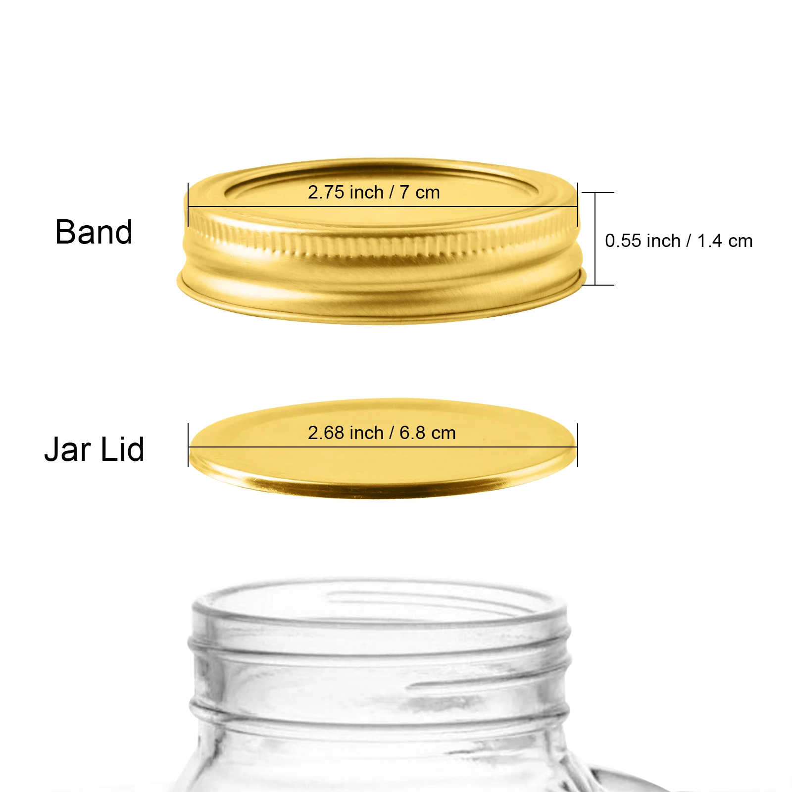 

24pcs Regular Mouth Mason Type Lids Leak Proof Non Splash Sealing Caps Stainless Steel Metal Drinking Jar Canning Covers